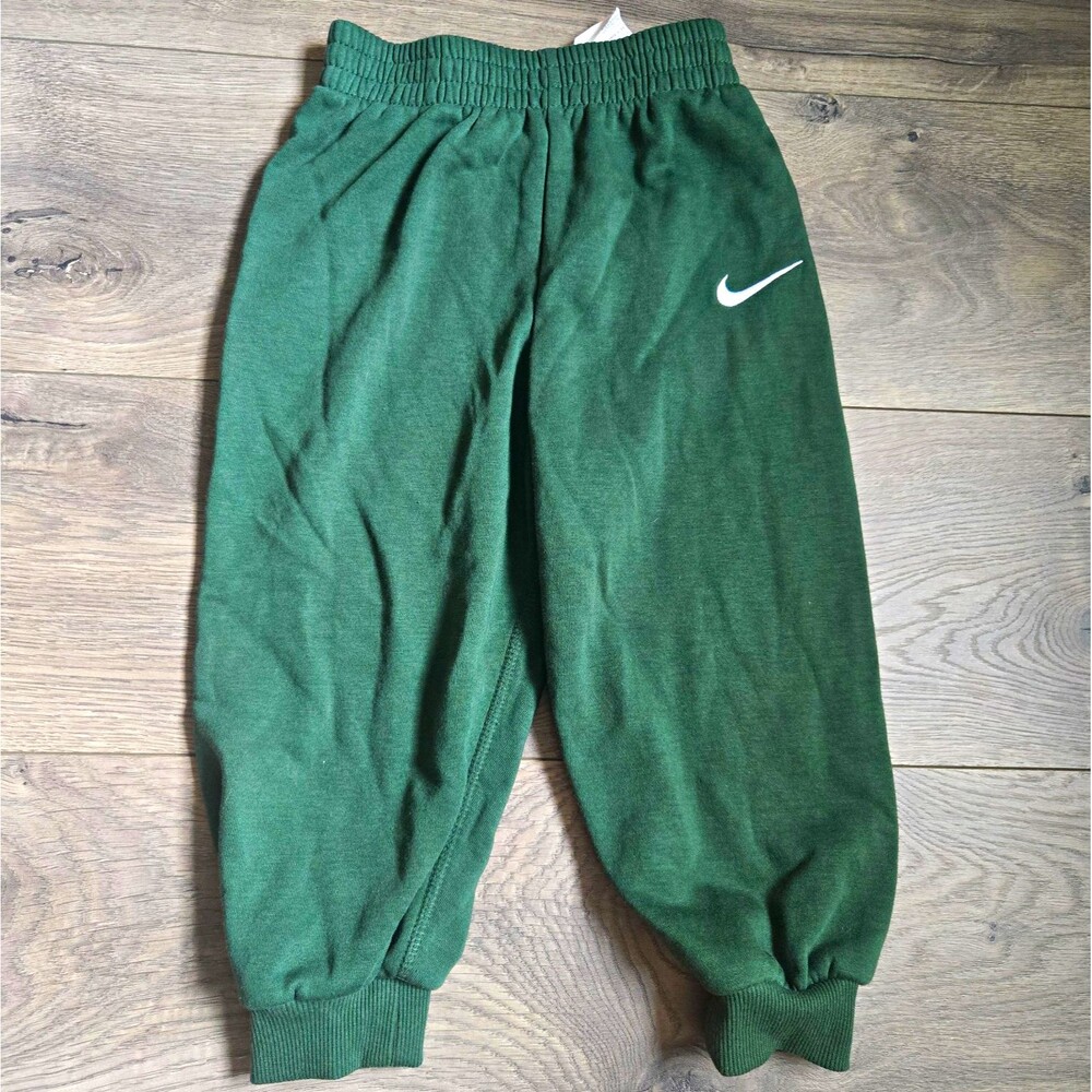Nike Toddler 4T Green Fleece Embroidered Swoosh Joggers Sweatpants Cuffed
